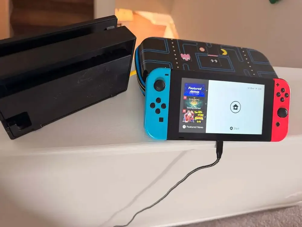 Nintendo Switch Console with Dock and Pac-Man Case